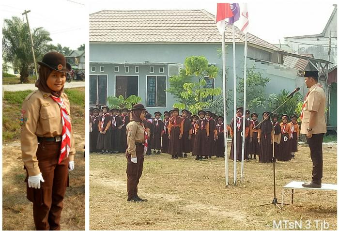 Membanggakan, Siswi MTsN 3 Tanjab Barat Pimpin Upacara Hari Pramuka