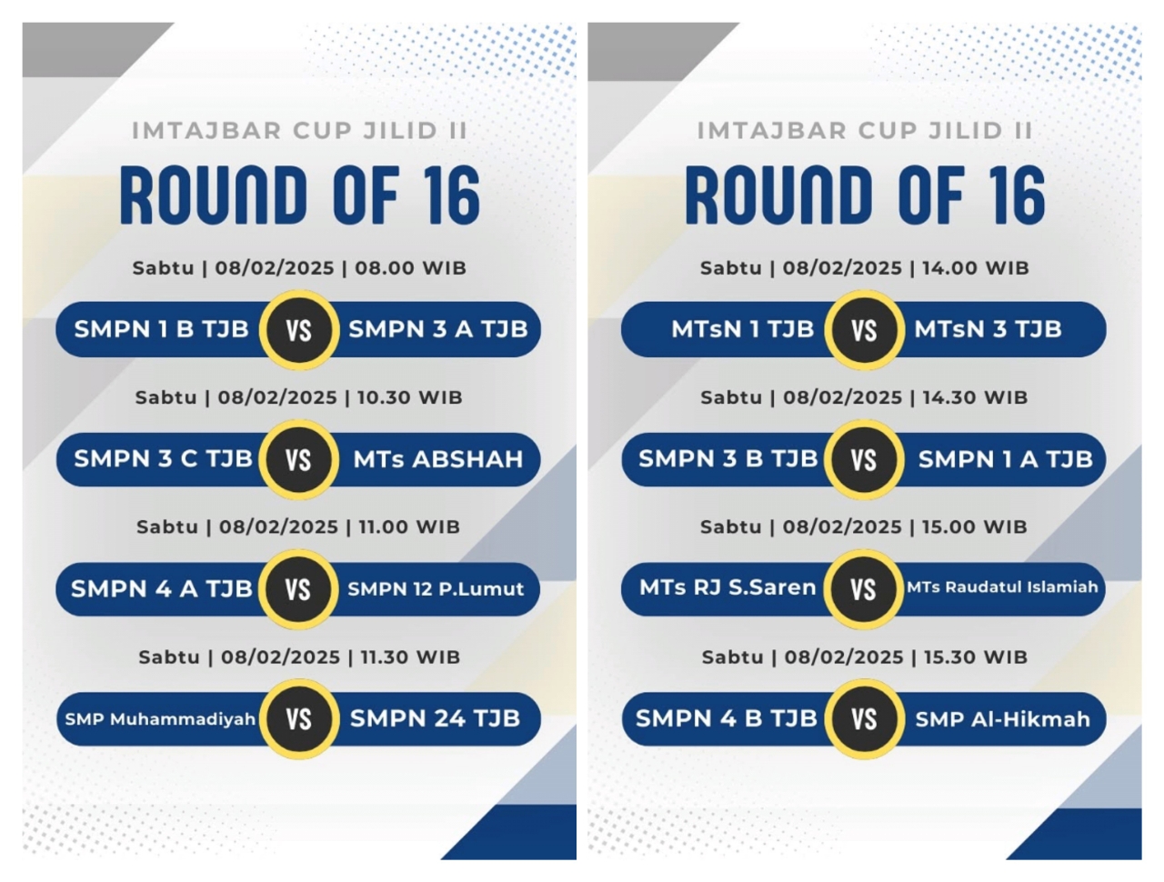 Turnamen Imtajbar Cup Futsal Competition Jilid II: Hasil Pertandingan 16 Besar