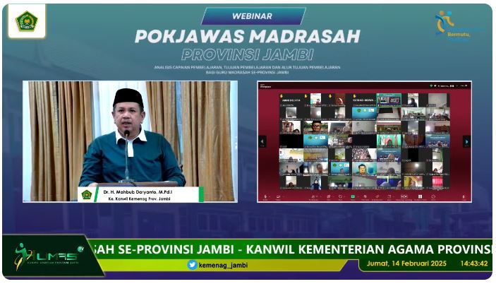 Kepala Kanwil Kemenag Jambi Buka Webinar Analisis Capaian, Tujuan dan Alur Tujuan Pembelajaran